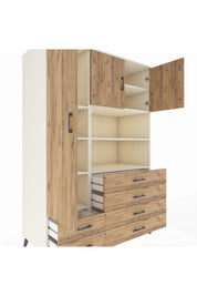 Kronos Dolap 8 Raflı 6 Çekmeceli 3 Kapaklı 132x59x195 Aytaşı-Çam/Çam