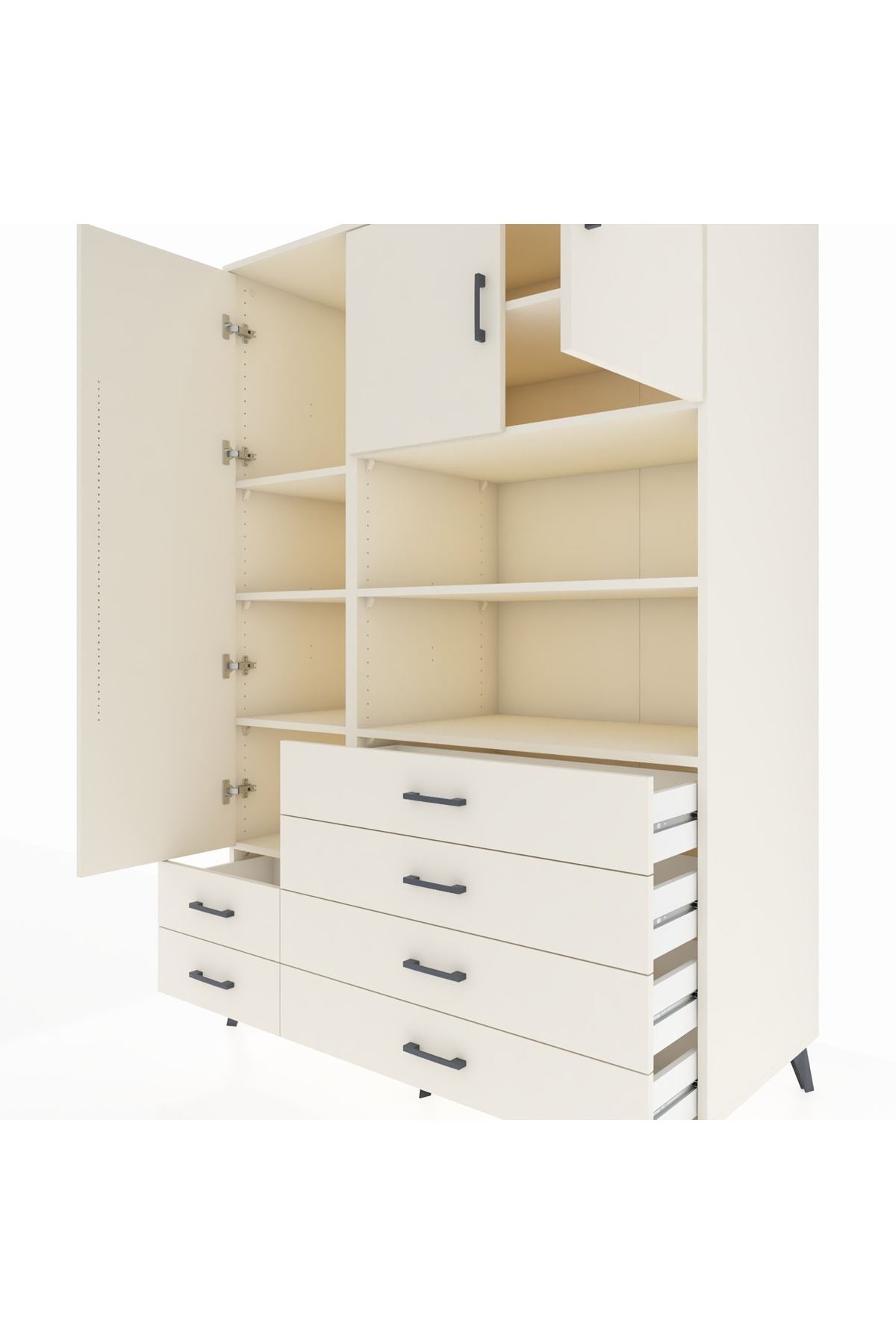 Kronos Dolap 8 Raflı 6 Çekmeceli 3 Kapaklı 132x59x195 Aytaşı-Aytaşı/Aytaşı