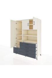 Kronos Dolap 8 Raflı 6 Çekmeceli 3 Kapaklı 132x59x195 Aytaşı-Aytaşı/Antrasit