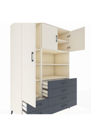 Kronos Dolap 8 Raflı 6 Çekmeceli 3 Kapaklı 132x59x195 Aytaşı-Aytaşı/Antrasit