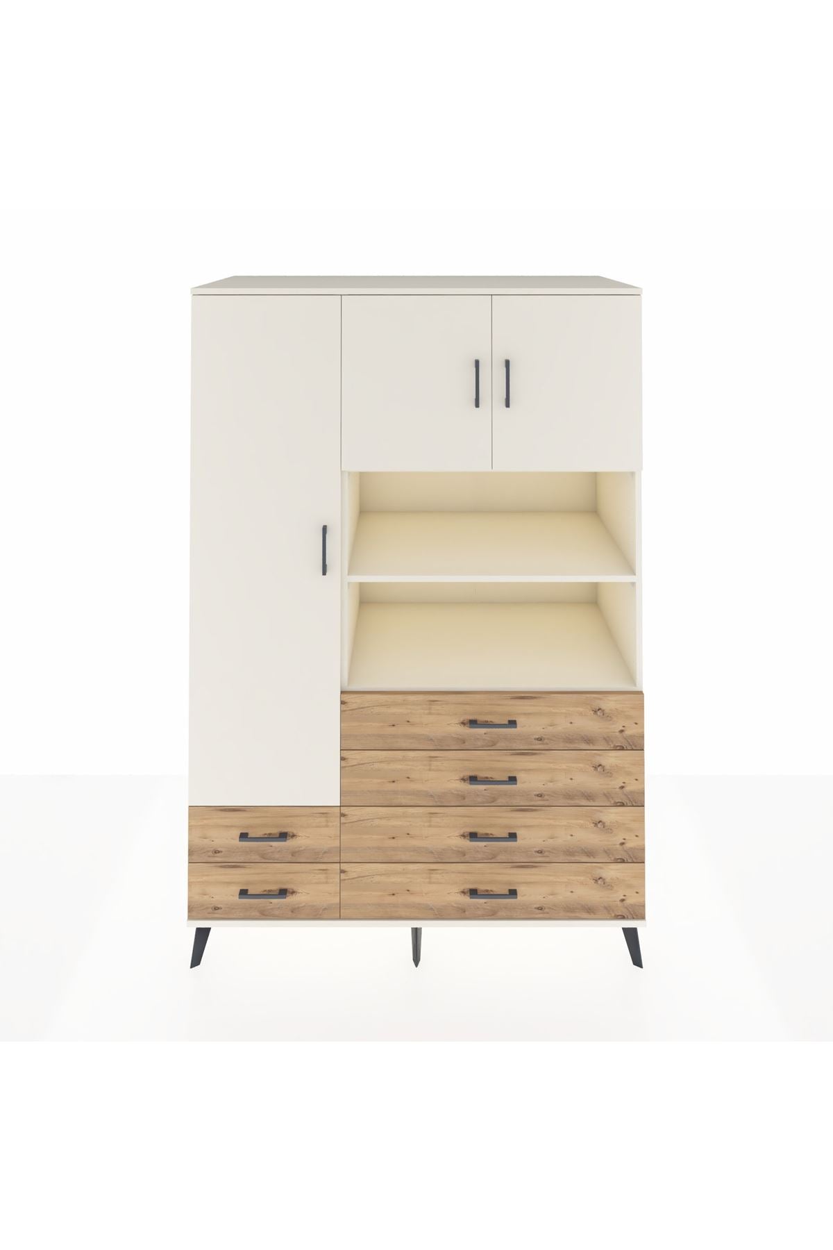 Kronos Dolap 8 Raflı 6 Çekmeceli 3 Kapaklı 132x59x195 Aytaşı-Aytaşı/Çam