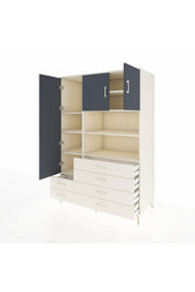 Kronos Dolap 8 Raflı 6 Çekmeceli 3 Kapaklı 132x59x195 Aytaşı-Antrasit/Aytaşı