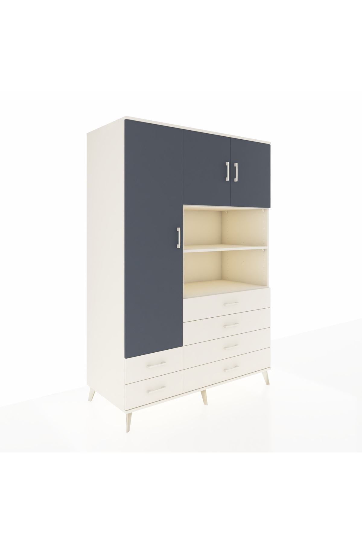 Kronos Dolap 8 Raflı 6 Çekmeceli 3 Kapaklı 132x59x195 Aytaşı-Antrasit/Aytaşı