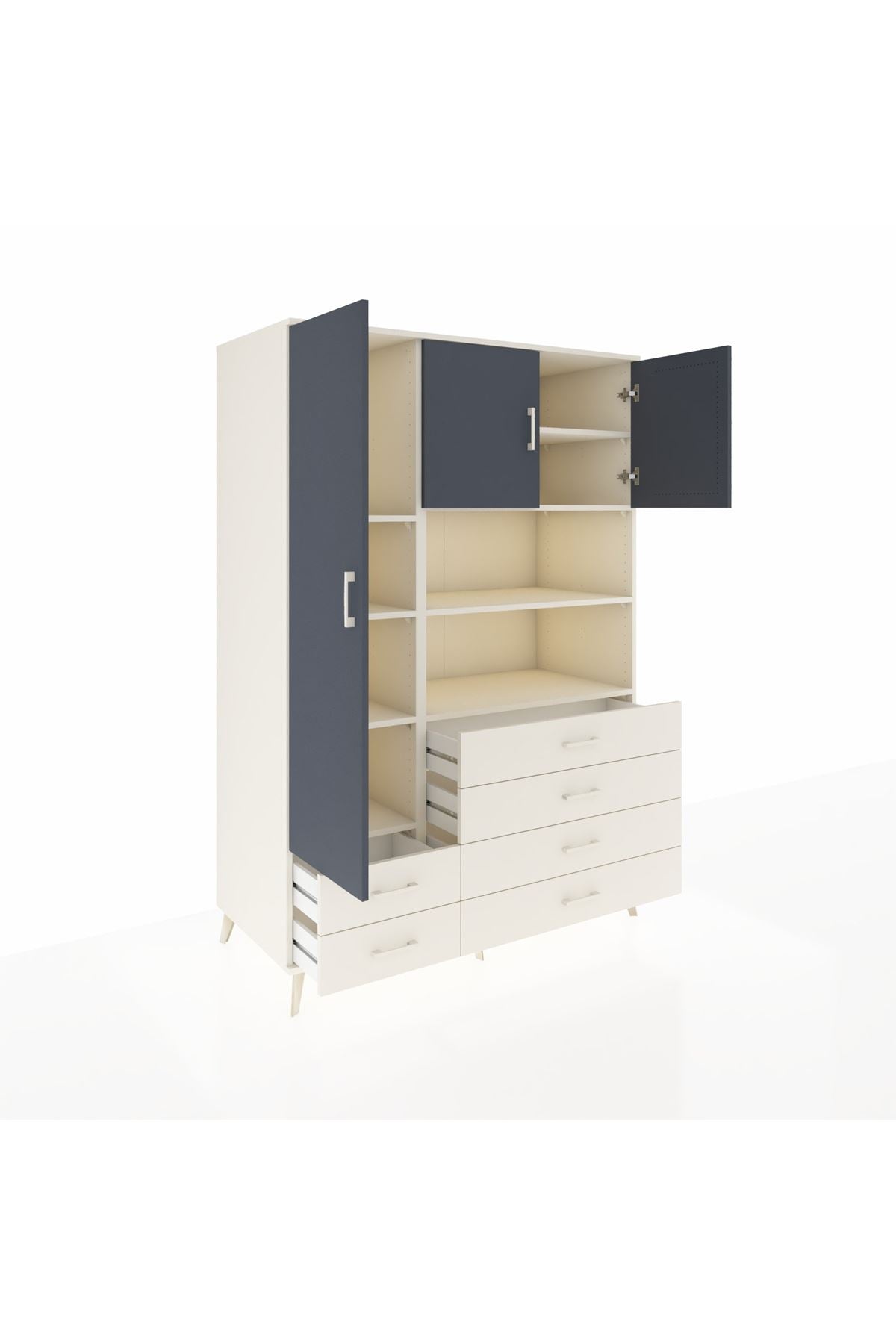 Kronos Dolap 8 Raflı 6 Çekmeceli 3 Kapaklı 132x59x195 Aytaşı-Antrasit/Aytaşı