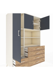 Kronos Dolap 8 Raflı 6 Çekmeceli 3 Kapaklı 132x59x195 Aytaşı-Antrasit/Çam