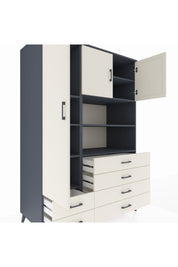Kronos Dolap 8 Raflı 6 Çekmeceli 3 Kapaklı 132x59x195 Antrasit-Aytaşı/Aytaşı