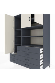 Kronos Dolap 8 Raflı 6 Çekmeceli 3 Kapaklı 132x59x195 Antrasit-Aytaşı/Antrasit