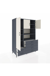 Kronos Dolap 8 Raflı 6 Çekmeceli 3 Kapaklı 132x59x195 Antrasit-Aytaşı/Antrasit