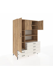 Kronos Dolap 8 Raflı 6 Çekmeceli 3 Kapaklı 132x59x195 Çam-Çam/Aytaşı