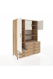 Kronos Dolap 8 Raflı 6 Çekmeceli 3 Kapaklı 132x59x195 Çam-Aytaşı/Çam
