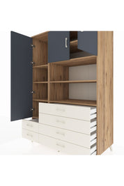 Kronos Dolap 8 Raflı 6 Çekmeceli 3 Kapaklı 132x59x195 Çam-Antrasit/Aytaşı