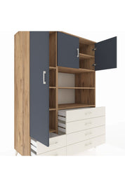 Kronos Dolap 8 Raflı 6 Çekmeceli 3 Kapaklı 132x59x195 Çam-Antrasit/Aytaşı