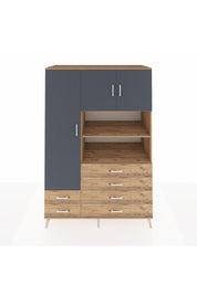 Kronos Dolap 8 Raflı 6 Çekmeceli 3 Kapaklı 132x59x195 Çam-Antrasit/Çam