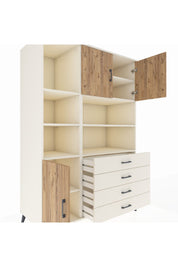 Kronos Dolap 8 Raflı 4 Çekmeceli 3 Kapaklı 132x59x195 Aytaşı-Çam/Aytaşı