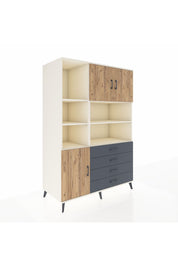 Kronos Dolap 8 Raflı 4 Çekmeceli 3 Kapaklı 132x59x195 Aytaşı-Çam/Antrasit