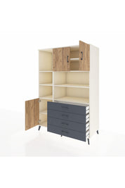 Kronos Dolap 8 Raflı 4 Çekmeceli 3 Kapaklı 132x59x195 Aytaşı-Çam/Antrasit