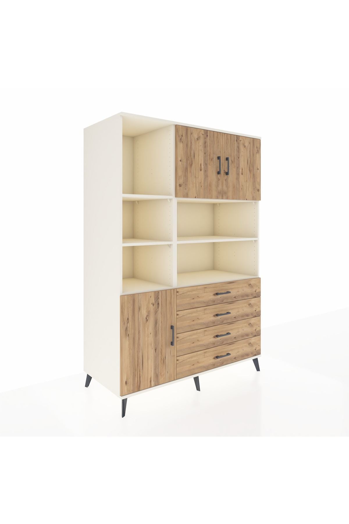 Kronos Dolap 8 Raflı 4 Çekmeceli 3 Kapaklı 132x59x195 Aytaşı-Çam/Çam