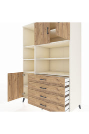 Kronos Dolap 8 Raflı 4 Çekmeceli 3 Kapaklı 132x59x195 Aytaşı-Çam/Çam