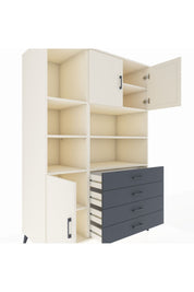 Kronos Dolap 8 Raflı 4 Çekmeceli 3 Kapaklı 132x59x195 Aytaşı-Aytaşı/Antrasit