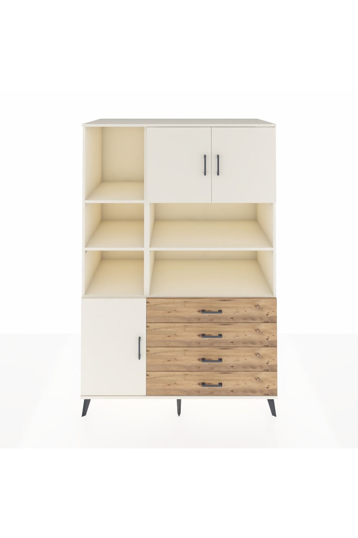 Kronos Dolap 8 Raflı 4 Çekmeceli 3 Kapaklı 132x59x195 Aytaşı-Aytaşı/Çam