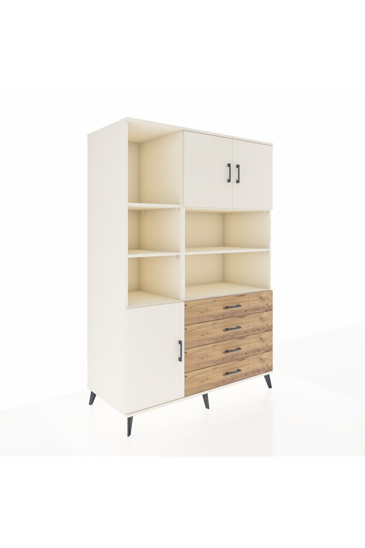 Kronos Dolap 8 Raflı 4 Çekmeceli 3 Kapaklı 132x59x195 Aytaşı-Aytaşı/Çam