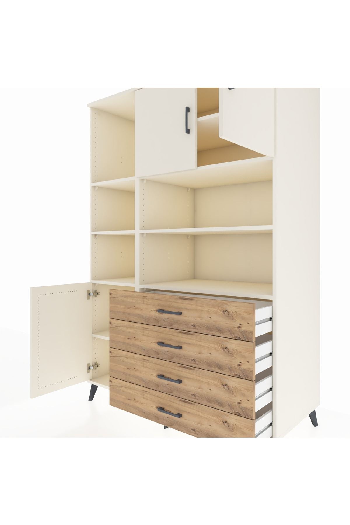 Kronos Dolap 8 Raflı 4 Çekmeceli 3 Kapaklı 132x59x195 Aytaşı-Aytaşı/Çam