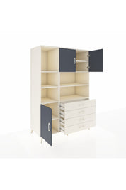 Kronos Dolap 8 Raflı 4 Çekmeceli 3 Kapaklı 132x59x195 Aytaşı-Antrasit/Aytaşı