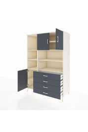 Kronos Dolap 8 Raflı 4 Çekmeceli 3 Kapaklı 132x59x195 Aytaşı-Antrasit/Antrasit