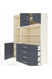 Kronos Dolap 8 Raflı 4 Çekmeceli 3 Kapaklı 132x59x195 Aytaşı-Antrasit/Antrasit