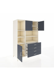 Kronos Dolap 8 Raflı 4 Çekmeceli 3 Kapaklı 132x59x195 Aytaşı-Antrasit/Antrasit