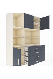 Kronos Dolap 8 Raflı 4 Çekmeceli 3 Kapaklı 132x59x195 Aytaşı-Antrasit/Antrasit