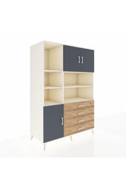 Kronos Dolap 8 Raflı 4 Çekmeceli 3 Kapaklı 132x59x195 Aytaşı-Antrasit/Çam