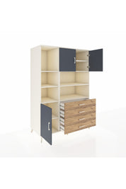 Kronos Dolap 8 Raflı 4 Çekmeceli 3 Kapaklı 132x59x195 Aytaşı-Antrasit/Çam