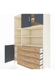 Kronos Dolap 8 Raflı 4 Çekmeceli 3 Kapaklı 132x59x195 Aytaşı-Antrasit/Çam