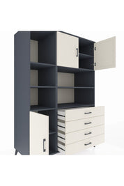 Kronos Dolap 8 Raflı 4 Çekmeceli 3 Kapaklı 132x59x195 Antrasit-Aytaşı/Aytaşı