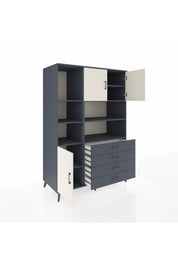 Kronos Dolap 8 Raflı 4 Çekmeceli 3 Kapaklı 132x59x195 Antrasit-Aytaşı/Antrasit
