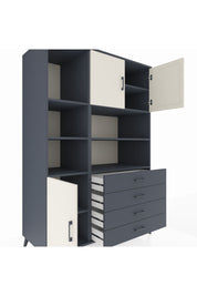 Kronos Dolap 8 Raflı 4 Çekmeceli 3 Kapaklı 132x59x195 Antrasit-Aytaşı/Antrasit