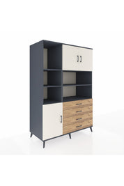 Kronos Dolap 8 Raflı 4 Çekmeceli 3 Kapaklı 132x59x195 Antrasit-Aytaşı/Çam