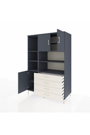 Kronos Dolap 8 Raflı 4 Çekmeceli 3 Kapaklı 132x59x195 Antrasit-Antrasit/Aytaşı