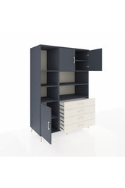 Kronos Dolap 8 Raflı 4 Çekmeceli 3 Kapaklı 132x59x195 Antrasit-Antrasit/Aytaşı