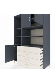 Kronos Dolap 8 Raflı 4 Çekmeceli 3 Kapaklı 132x59x195 Antrasit-Antrasit/Aytaşı