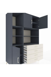 Kronos Dolap 8 Raflı 4 Çekmeceli 3 Kapaklı 132x59x195 Antrasit-Antrasit/Aytaşı