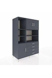 Kronos Dolap 8 Raflı 4 Çekmeceli 3 Kapaklı 132x59x195 Antrasit-Antrasit/Antrasit