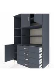Kronos Dolap 8 Raflı 4 Çekmeceli 3 Kapaklı 132x59x195 Antrasit-Antrasit/Antrasit