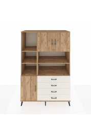 Kronos Dolap 8 Raflı 4 Çekmeceli 3 Kapaklı 132x59x195 Çam-Çam/Aytaşı