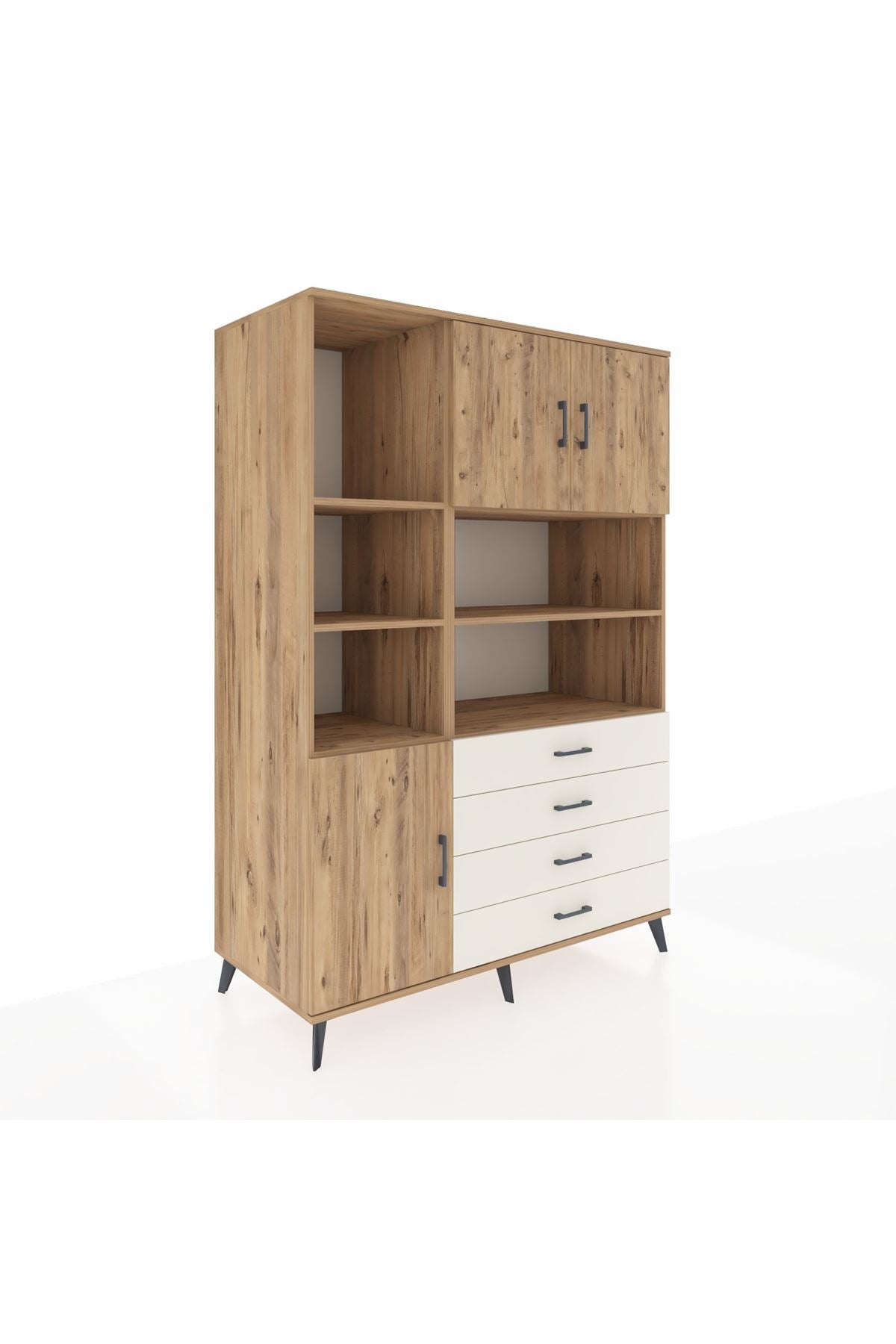 Kronos Dolap 8 Raflı 4 Çekmeceli 3 Kapaklı 132x59x195 Çam-Çam/Aytaşı