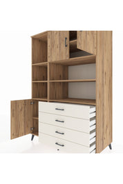 Kronos Dolap 8 Raflı 4 Çekmeceli 3 Kapaklı 132x59x195 Çam-Çam/Aytaşı