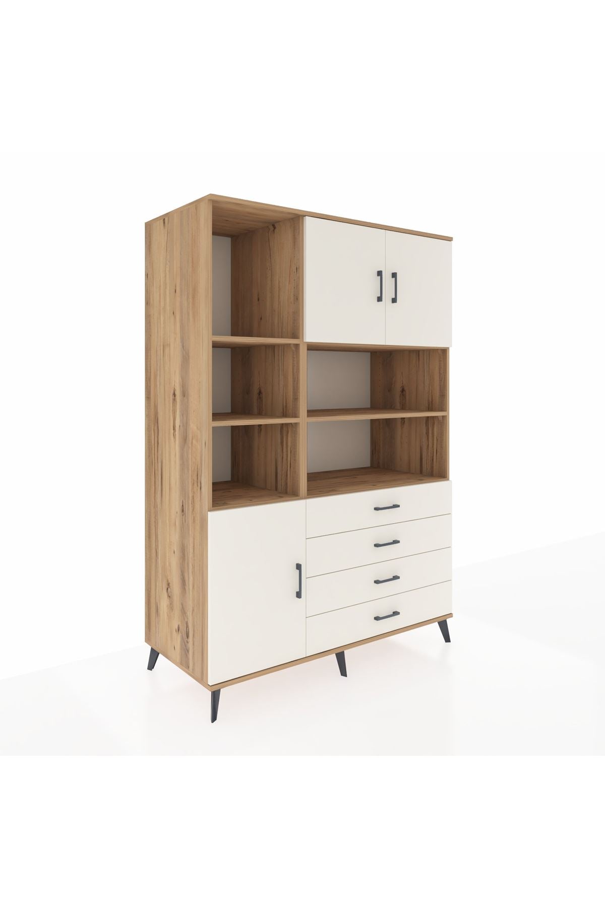 Kronos Dolap 8 Raflı 4 Çekmeceli 3 Kapaklı 132x59x195 Çam-Aytaşı/Aytaşı