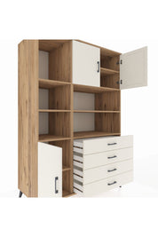 Kronos Dolap 8 Raflı 4 Çekmeceli 3 Kapaklı 132x59x195 Çam-Aytaşı/Aytaşı