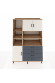 Kronos Dolap 8 Raflı 4 Çekmeceli 3 Kapaklı 132x59x195 Çam-Aytaşı/Antrasit